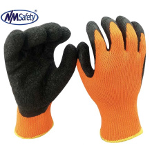 NMSAFETY 7 gauge nappy warm lined latex winter work glove rubber glove